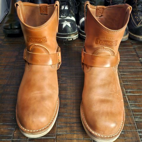 View photo of Wesco X The Shop Vancouver Shorty Mo in Maryam Veg Tanned Natural Horsehide