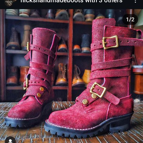 View photo of Nicks TankerPro in Law Tanning Oxblood Roughout Shruken Bison