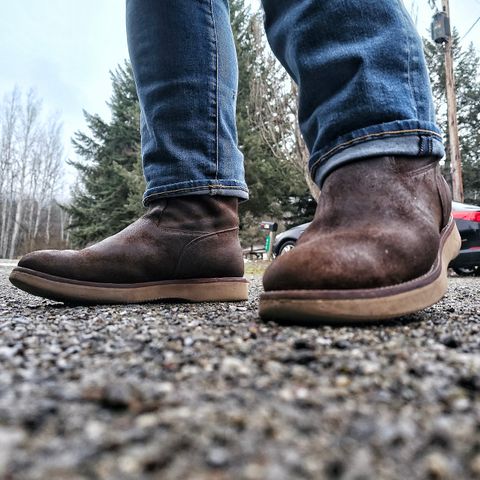 View photo of Viberg Roper Boot in Maryam Marrone Waxed Deer Roughout