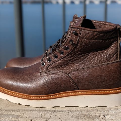 View photo of Viberg Scout Boot in C.F. Stead Fog Waxed Veldt