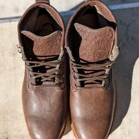 View photo of Viberg Scout Boot in C.F. Stead Fog Waxed Veldt