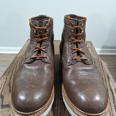 View photo of Viberg Scout Boot in C.F. Stead Fog Waxed Veldt