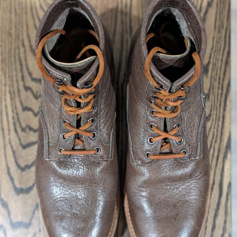 View photo of Viberg Scout Boot in C.F. Stead Fog Waxed Veldt