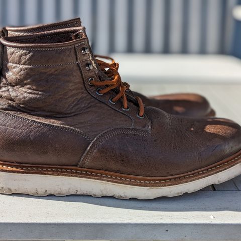 View photo of Viberg Scout Boot in C.F. Stead Fog Waxed Veldt