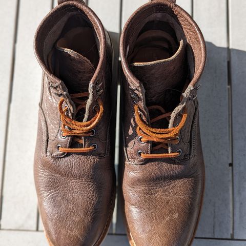 View photo of Viberg Scout Boot in C.F. Stead Fog Waxed Veldt