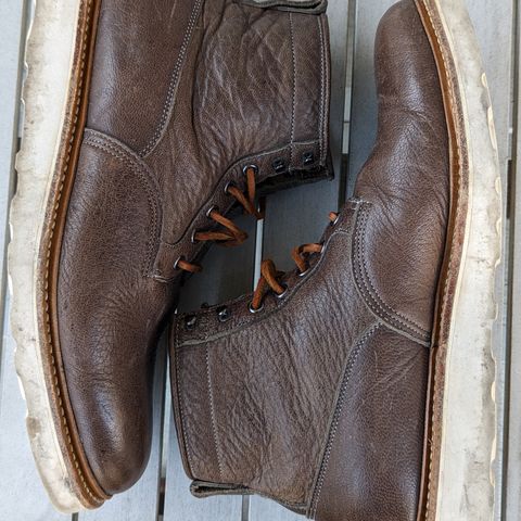 View photo of Viberg Scout Boot in C.F. Stead Fog Waxed Veldt