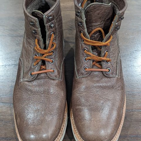 View photo of Viberg Scout Boot in C.F. Stead Fog Waxed Veldt