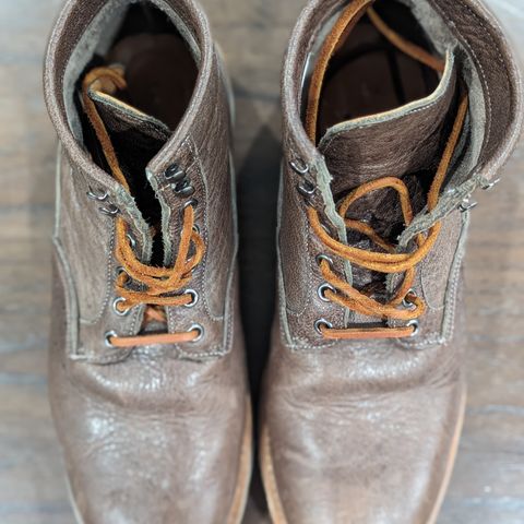 View photo of Viberg Scout Boot in C.F. Stead Fog Waxed Veldt