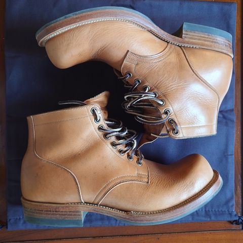 View photo of Viberg Service Boot in Horween Natural Wooly Chromexcel