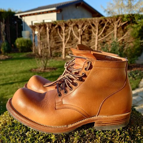 View photo of Viberg Service Boot in Horween Natural Wooly Chromexcel