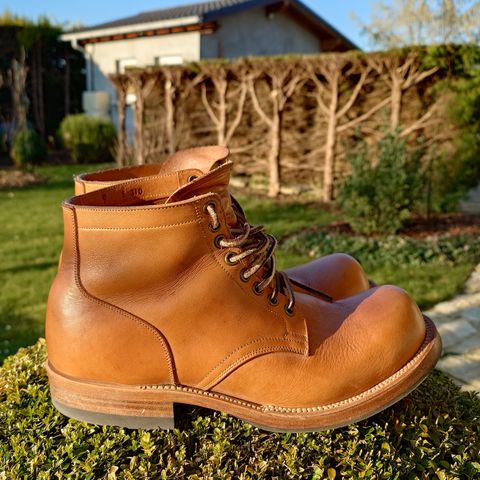 View photo of Viberg Service Boot in Horween Natural Wooly Chromexcel