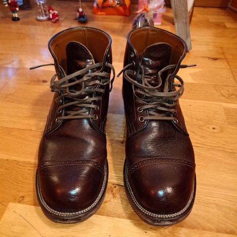 View photo of Viberg Service Boot in Shinki Dark Brown Oiled Horsebutt