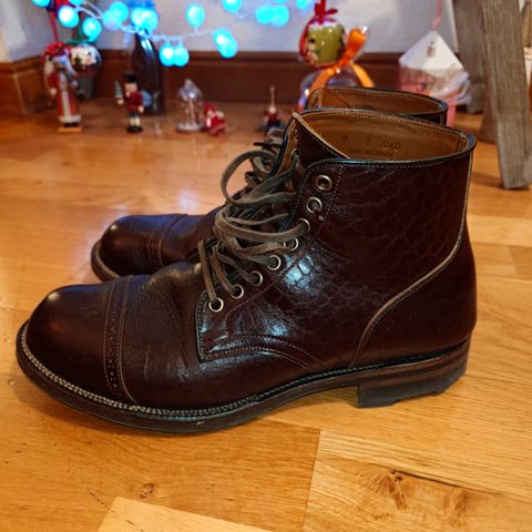 View photo of Viberg Service Boot in Shinki Dark Brown Oiled Horsebutt