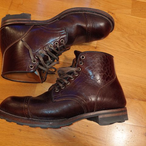 View photo of Viberg Service Boot in Shinki Dark Brown Oiled Horsebutt