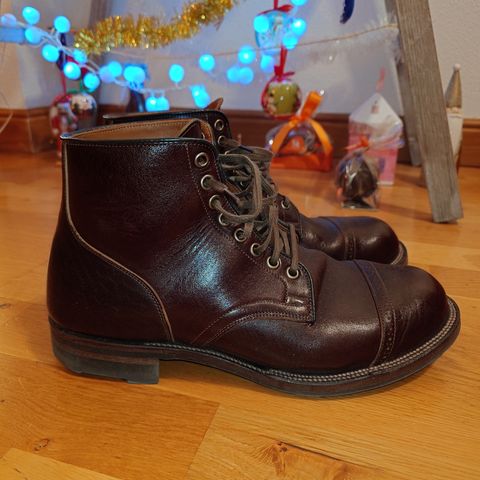 View photo of Viberg Service Boot in Shinki Dark Brown Oiled Horsebutt