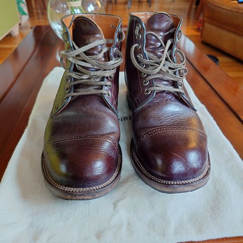 View photo of Viberg Service Boot in Shinki Dark Brown Oiled Horsebutt