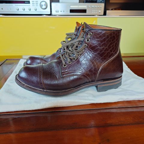 View photo of Viberg Service Boot in Shinki Dark Brown Oiled Horsebutt