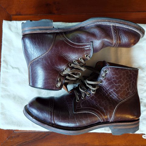 View photo of Viberg Service Boot in Shinki Dark Brown Oiled Horsebutt