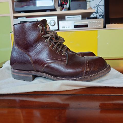 View photo of Viberg Service Boot in Shinki Dark Brown Oiled Horsebutt