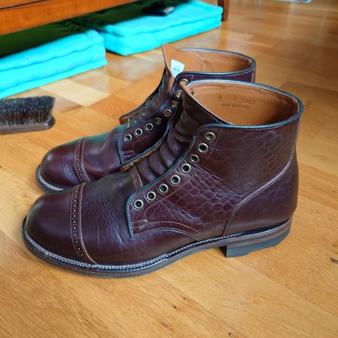 View photo of Viberg Service Boot in Shinki Dark Brown Oiled Horsebutt