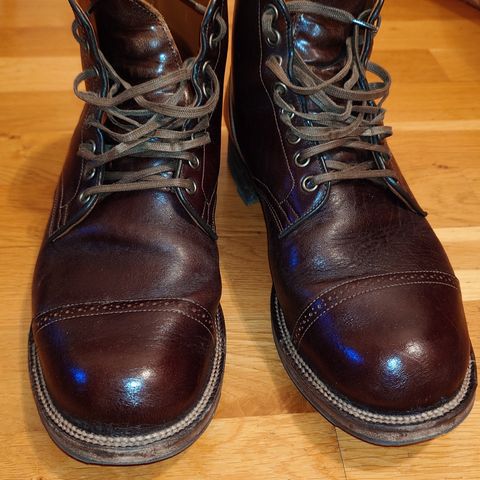 View photo of Viberg Service Boot in Shinki Dark Brown Oiled Horsebutt