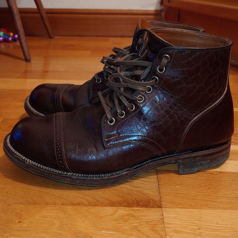 View photo of Viberg Service Boot in Shinki Dark Brown Oiled Horsebutt