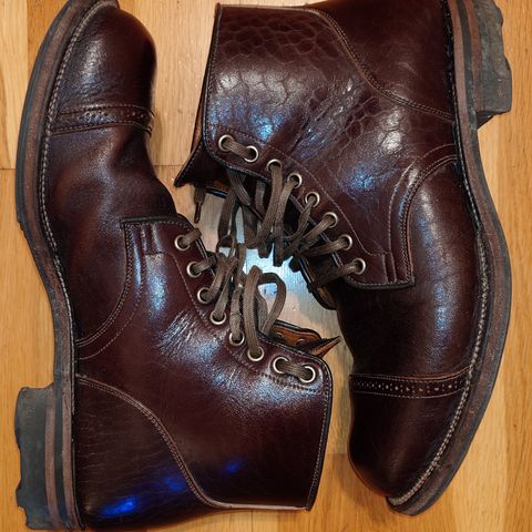 View photo of Viberg Service Boot in Shinki Dark Brown Oiled Horsebutt