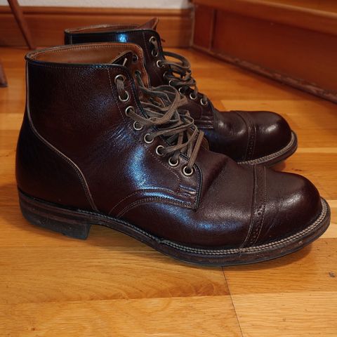 View photo of Viberg Service Boot in Shinki Dark Brown Oiled Horsebutt