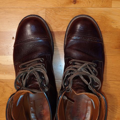 View photo of Viberg Service Boot in Shinki Dark Brown Oiled Horsebutt