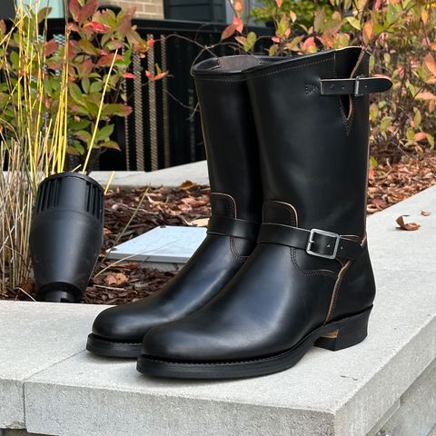 SKOOB Wander Engineer Boots in Black Italian Horsebutt