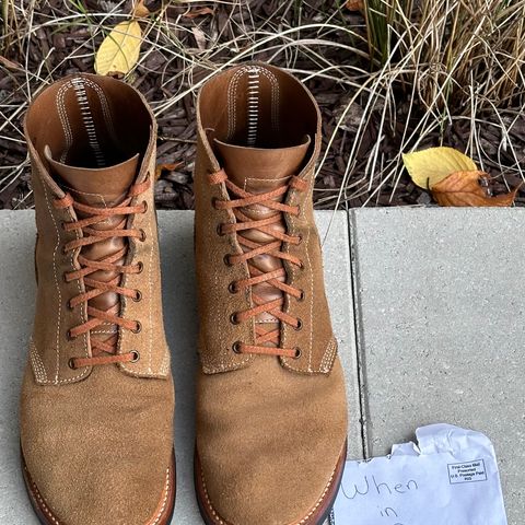 View photo of John Lofgren M-43 Service Boots in Horween Natural Chromexcel Roughout