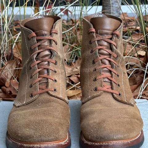 View photo of John Lofgren M-43 Service Boots in Horween Natural Chromexcel Roughout