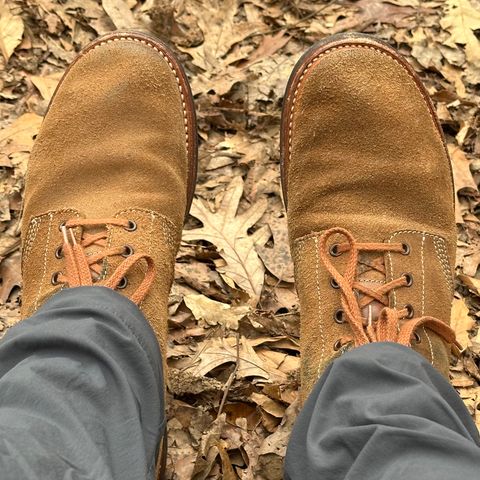 View photo of John Lofgren M-43 Service Boots in Horween Natural Chromexcel Roughout