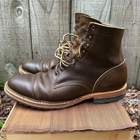 View photo of White's MP-Sherman Toe Cap in Horween Cinnamon Waxed Flesh