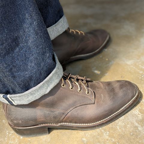 View photo of NF Bootmaker Belmont Boot in Maryam 1071 Rovescio Sego Waxed Horsebutt Roughout