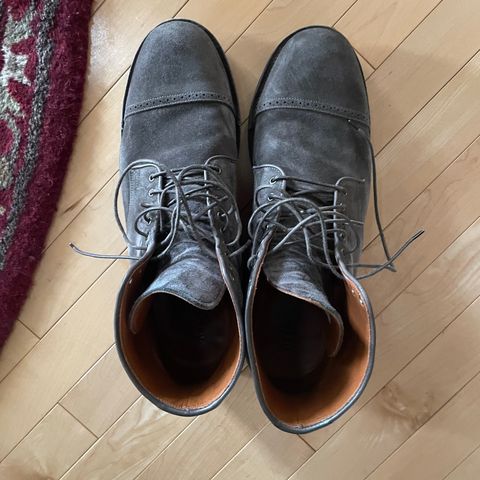 View photo of Viberg Service Boot BCT in C.F. Stead Thyme Janus Calf Suede