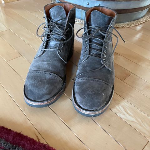 View photo of Viberg Service Boot BCT in C.F. Stead Thyme Janus Calf Suede