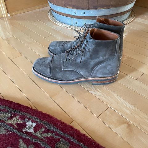 View photo of Viberg Service Boot BCT in C.F. Stead Thyme Janus Calf Suede