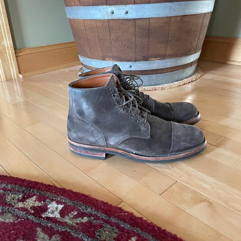 View photo of Viberg Service Boot BCT in C.F. Stead Thyme Janus Calf Suede