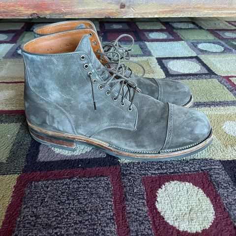 View photo of Viberg Service Boot BCT in C.F. Stead Thyme Janus Calf Suede