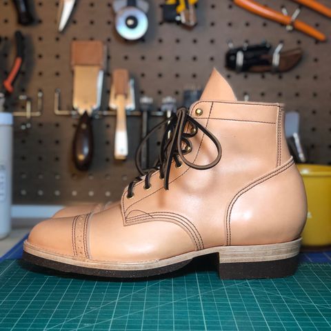 M.F. Boot Co Service Boot in Sepici Tumbled Waxed Natural Veg Tan