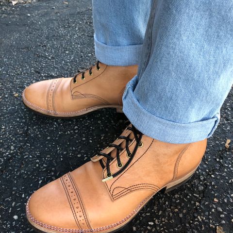 M.F. Boot Co Service Boot in Sepici Tumbled Waxed Natural Veg Tan