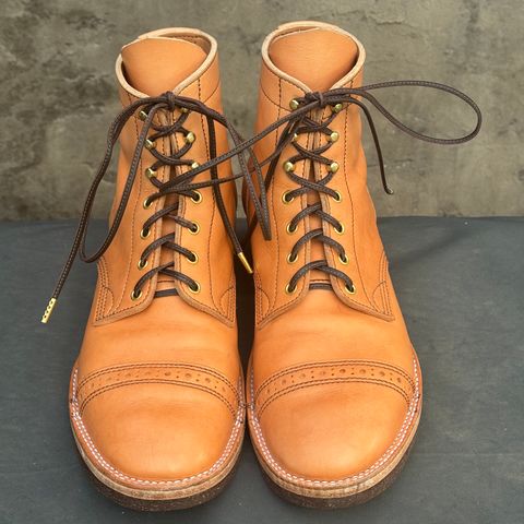 View photo of M.F. Boot Co Service Boot in Sepici Tumbled Waxed Natural Veg Tan