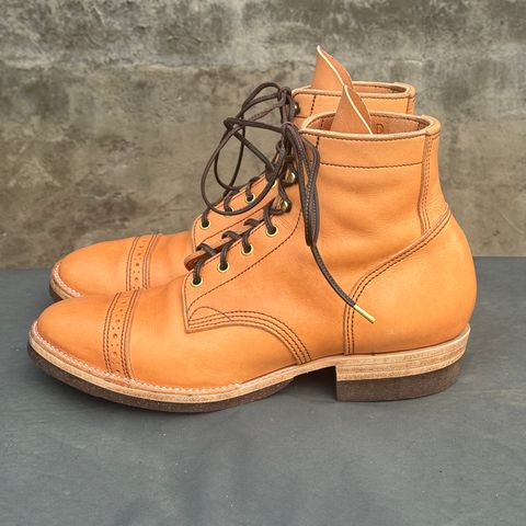 View photo of M.F. Boot Co Service Boot in Sepici Tumbled Waxed Natural Veg Tan