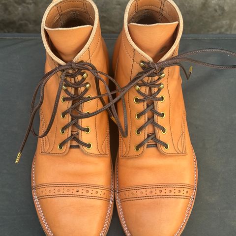 View photo of M.F. Boot Co Service Boot in Sepici Tumbled Waxed Natural Veg Tan