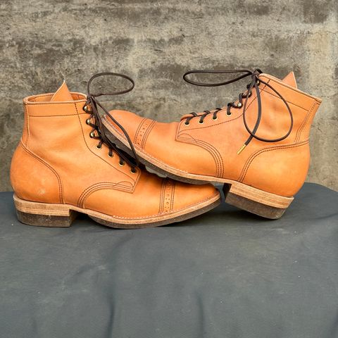 View photo of M.F. Boot Co Service Boot in Sepici Tumbled Waxed Natural Veg Tan