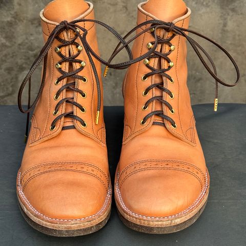 View photo of M.F. Boot Co Service Boot in Sepici Tumbled Waxed Natural Veg Tan