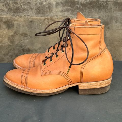 View photo of M.F. Boot Co Service Boot in Sepici Tumbled Waxed Natural Veg Tan