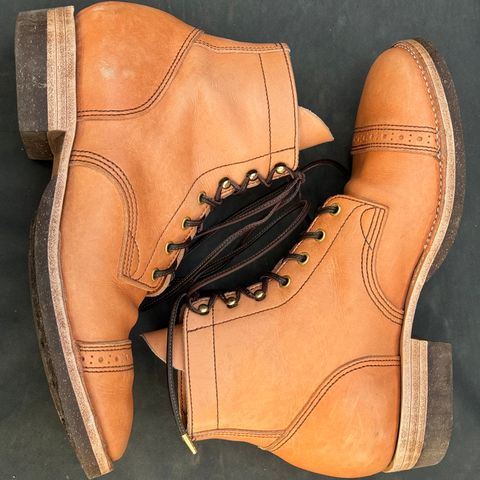 View photo of M.F. Boot Co Service Boot in Sepici Tumbled Waxed Natural Veg Tan