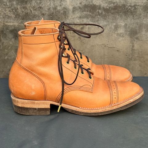 View photo of M.F. Boot Co Service Boot in Sepici Tumbled Waxed Natural Veg Tan